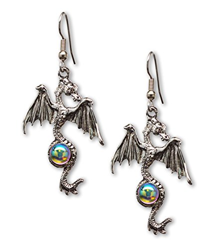 Mystical Silver Dragon Dangle Earrings