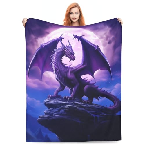 Fantasy Purple Dragon Cozy Throw Blanket 60x50