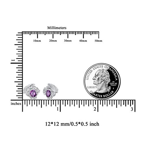 Sterling Silver Dragon Birthstone Stud Earrings