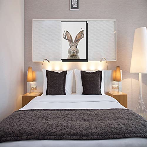 Framed Jackalope Wall Art - Mythical Rabbit Decor