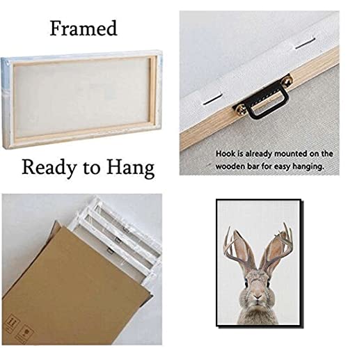 Framed Jackalope Wall Art - Mythical Rabbit Decor