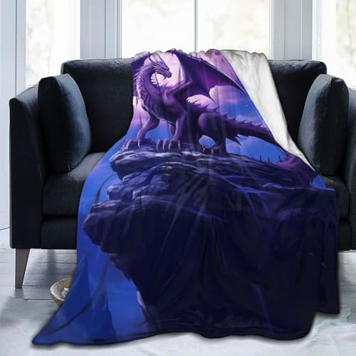 Fantasy Purple Dragon Cozy Throw Blanket 60x50