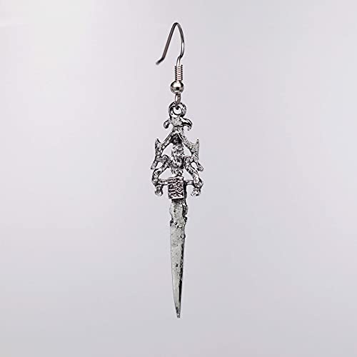 Gothic Skull Dagger Earrings with Red Crystals