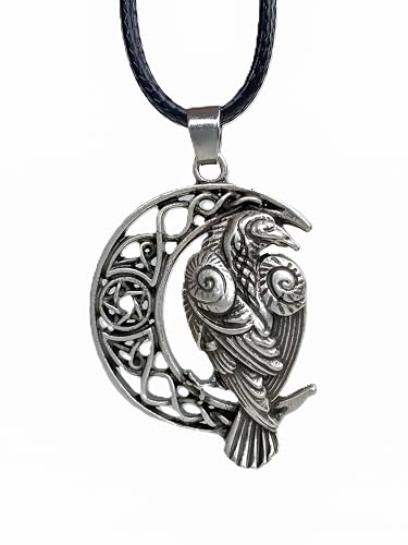 Celtic Raven on Crescent Moon Necklace