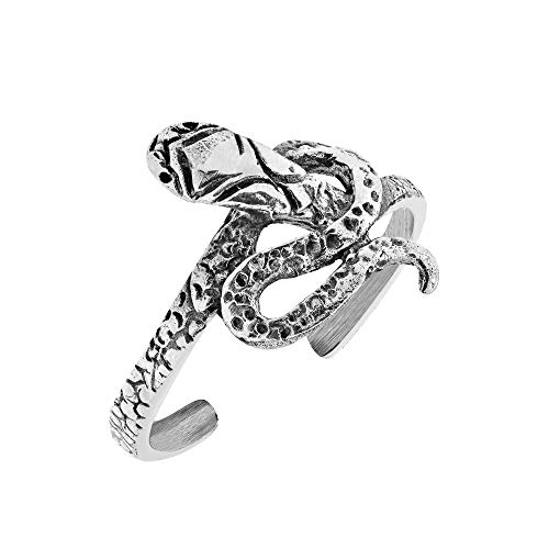 Mythical Gothic 925 Silver Snake Adjustable Ring