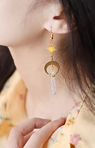 Gothic Boho Sun and Moon Celestial Earrings