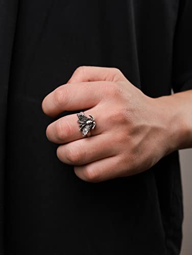 Witchy Crescent Moon Moth Adjustable Ring