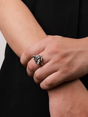 Witchy Crescent Moon Moth Adjustable Ring