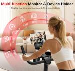 CHAOKE Exercise Bike, Quiet Adjustable Magnetic Stationary Bike for Home Cardio with App Compatible, 350LB Weight Capacity Indoor Cycling Bike with Large Seat, Dumbbell Rack, Pull Cords & LCD Display