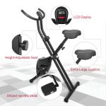 Folding Stationary Cycle Upright Indoor Cycling Exercise Bike with LCD Monitor