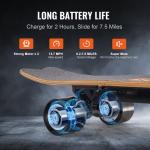 VEVOR Electric Skateboard with Remote, 13.7 Mph Top Speed & 7.5 Miles Max Range