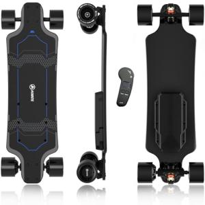 Askate A1 Electric Skateboard with Remote, Long Range Up to 17 Miles, 8 Ply Canadian Maple, Smooth 4-Speed Remote Controller, Suitable for Younger Beginners
