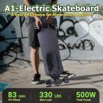 Askate A1 Electric Skateboard with Remote, Long Range Up to 17 Miles, 8 Ply Canadian Maple, Smooth 4-Speed Remote Controller, Suitable for Younger Beginners