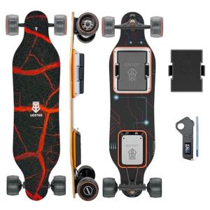 Uditer Electric Skateboards 1 Battery, S3 Electric Longboard with Remote and 10S2P 42V Swappable Battery/28 Mph Top Speed/2 * 600W Motors/12 Miles Max Range Electric Longboards for Adults & Beginners