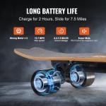 VEVOR Electric Skateboard with Remote, 13.7 Mph Top Speed & 7.5 Miles Max Range Skateboard Longboard, 3 Speeds Adjustment Skateboards, Easy Carry Handle Design, Suitable for Adults & Teens Beginners