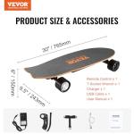 VEVOR Electric Skateboard with Remote, 13.7 Mph Top Speed & 7.5 Miles Max Range Skateboard Longboard, 3 Speeds Adjustment Skateboards, Easy Carry Handle Design, Suitable for Adults & Teens Beginners