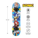 Sonic The Hedgehog 31 inch Skateboard, 9-ply Maple Desk Skate Board for Cruising, Carving, Tricks and Downhill