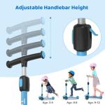 TONBUX Kids Scooter, Light Up 3 Wheel Kick Scooters for Kids 3-12, Folding Scooters with Adjustable Height - Toddler Scooter Lean-to-Steer & Widen Anti-Slip Deck