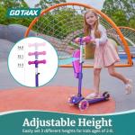 Gotrax KS3 Kids Kick Scooter, LED Lighted Wheels, Adjustable Height Handlebars and Removable Seat, Lean-to-Steer & Widen Anti-Slip Deck, 3 Wheel Scooter for kids Ages 2-8 and up to 100 Lbs (Purple)