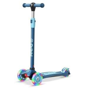 Dribbl 3-Wheel Kids Scooter - Lean-to-Steer Technology, Adjustable Height Handlebar, Wide Anti-Slip Deck, Scooter for Boys & Girls Ages 3+, Child Safety Approved, Support Riders Up to 165 lbs, Blue