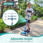 Gotrax KS1 Kids Kick Scooter, LED Lighted Wheels and 3 Adjustable Height Handlebars, Lean-to-Steer & Widen Anti-Slip Deck, 3 Wheel Scooter for Boys & Girls Ages 2-8 and up to 100 Lbs (Blue)