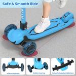 TONBUX Kids Scooter, Light Up 3 Wheel Kick Scooters for Kids 3-12, Folding Scooters with Adjustable Height - Toddler Scooter Lean-to-Steer & Widen Anti-Slip Deck