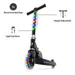 Jetson Scooters - Jupiter Kick Scooter (Black) - Collapsible Portable Kids Push Scooter - Lightweight Folding Design with High Visibility RGB Light Up LEDs on Stem, Wheels, and Deck