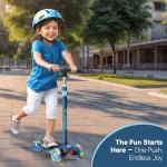 Dribbl 3-Wheel Kids Scooter - Lean-to-Steer Technology, Adjustable Height Handlebar, Wide Anti-Slip Deck, Scooter for Boys & Girls Ages 3+, Child Safety Approved, Support Riders Up to 165 lbs, Blue