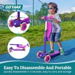 Gotrax KS3 Kids Kick Scooter, LED Lighted Wheels, Adjustable Height Handlebars and Removable Seat, Lean-to-Steer & Widen Anti-Slip Deck, 3 Wheel Scooter for kids Ages 2-8 and up to 100 Lbs (Purple)