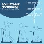 Dribbl 3-Wheel Kids Scooter - Lean-to-Steer Technology, Adjustable Height Handlebar, Wide Anti-Slip Deck, Scooter for Boys & Girls Ages 3+, Child Safety Approved, Support Riders Up to 165 lbs, Blue