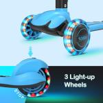 TONBUX Kids Scooter, Light Up 3 Wheel Kick Scooters for Kids 3-12, Folding Scooters with Adjustable Height - Toddler Scooter Lean-to-Steer & Widen Anti-Slip Deck