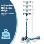 Dribbl 3-Wheel Kids Scooter - Lean-to-Steer Technology, Adjustable Height Handlebar, Wide Anti-Slip Deck, Scooter for Boys & Girls Ages 3+, Child Safety Approved, Support Riders Up to 165 lbs, Blue