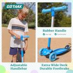 Gotrax KS1 Kids Kick Scooter, LED Lighted Wheels and 3 Adjustable Height Handlebars, Lean-to-Steer & Widen Anti-Slip Deck, 3 Wheel Scooter for Boys & Girls Ages 2-8 and up to 100 Lbs (Blue)