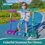 Gotrax KS3 Kids Kick Scooter, LED Lighted Wheels, Adjustable Height Handlebars and Removable Seat, Lean-to-Steer & Widen Anti-Slip Deck, 3 Wheel Scooter for kids Ages 2-8 and up to 100 Lbs (Purple)