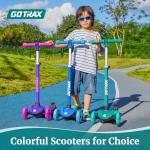 Gotrax KS1 Kids Kick Scooter, LED Lighted Wheels and 3 Adjustable Height Handlebars, Lean-to-Steer & Widen Anti-Slip Deck, 3 Wheel Scooter for Boys & Girls Ages 2-8 and up to 110 Lbs
