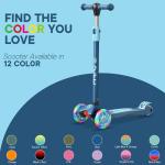 Dribbl 3-Wheel Kids Scooter - Lean-to-Steer Technology, Adjustable Height Handlebar, Wide Anti-Slip Deck, Scooter for Boys & Girls Ages 3+, Child Safety Approved, Support Riders Up to 165 lbs, Blue