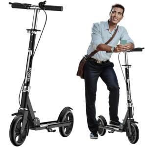Scooters for Kids 8-12, Teens & Adults - Foldable Commuter Scooter with Bell, Hand Brake & Adjustable Height, 220 LB Weight Capacity, Perfect for School, Campus, Park Rides