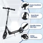 Nattork Kick Scooter for Kids 6+ Years Teens Adults - 220LB Weight Capacity, Front Shock Absorber and Adjustable Handlebar - Smooth Ride with 8" Sturdy Wheels, Ideal for Outdoor Sports Navy