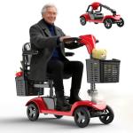 AXADA Mobility Scooter for Seniors,Motorized Scooter,Electric Scooter for Adults 300 lbs,Detachable Battery,Dual Baskets and Rear Tail Lights(Red)