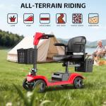 AXADA Mobility Scooter for Seniors,Motorized Scooter,Electric Scooter for Adults 300 lbs,Detachable Battery,Dual Baskets and Rear Tail Lights(Red)