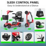 AXADA Mobility Scooter for Seniors,Motorized Scooter,Electric Scooter for Adults 300 lbs,Detachable Battery,Dual Baskets and Rear Tail Lights(Red)