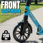 Folding Kick Scooter with Suspension for Adults and Teens – Adjustable Handlebar – Big 200mm Wheels – Lightweight Frame – 250lbs Capacity – Madd Gear Metro Cruise 250