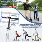 Nattork Scooter for Adults and Teens- Adjustable Height Folding Kick Scooter with Large Sturdy Wheels for a Smooth Ride, Lightweight, Commuter Adult Scooters with Hand Brake,Shock Absorption-White
