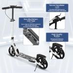 Nattork Scooter for Adults and Teens- Adjustable Height Folding Kick Scooter with Large Sturdy Wheels for a Smooth Ride, Lightweight, Commuter Adult Scooters with Hand Brake,Shock Absorption-White
