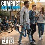 Folding Kick Scooter with Suspension for Adults and Teens – Adjustable Handlebar – Big 200mm Wheels – Lightweight Frame – 250lbs Capacity – Madd Gear Metro Cruise 250