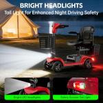 AXADA Mobility Scooter for Seniors,Motorized Scooter,Electric Scooter for Adults 300 lbs,Detachable Battery,Dual Baskets and Rear Tail Lights(Red)