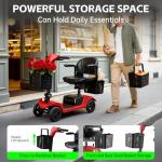 AXADA Mobility Scooter for Seniors,Motorized Scooter,Electric Scooter for Adults 300 lbs,Detachable Battery,Dual Baskets and Rear Tail Lights(Red)