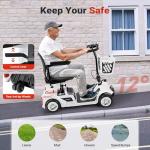 4 Wheel Mobility Scooter for Adults&Seniors, 15 Miles Electric Scooter Up to 300LBS, NFC One-Touch Unlock, Foldable Mobility Scooter for Travel with Dual Keys, Removable Battery, Rotating Seat, White