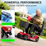 AXADA Mobility Scooter for Seniors,Motorized Scooter,Electric Scooter for Adults 300 lbs,Detachable Battery,Dual Baskets and Rear Tail Lights(Red)