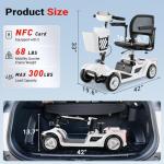 4 Wheel Mobility Scooter for Adults&Seniors, 15 Miles Electric Scooter Up to 300LBS, NFC One-Touch Unlock, Foldable Mobility Scooter for Travel with Dual Keys, Removable Battery, Rotating Seat, White